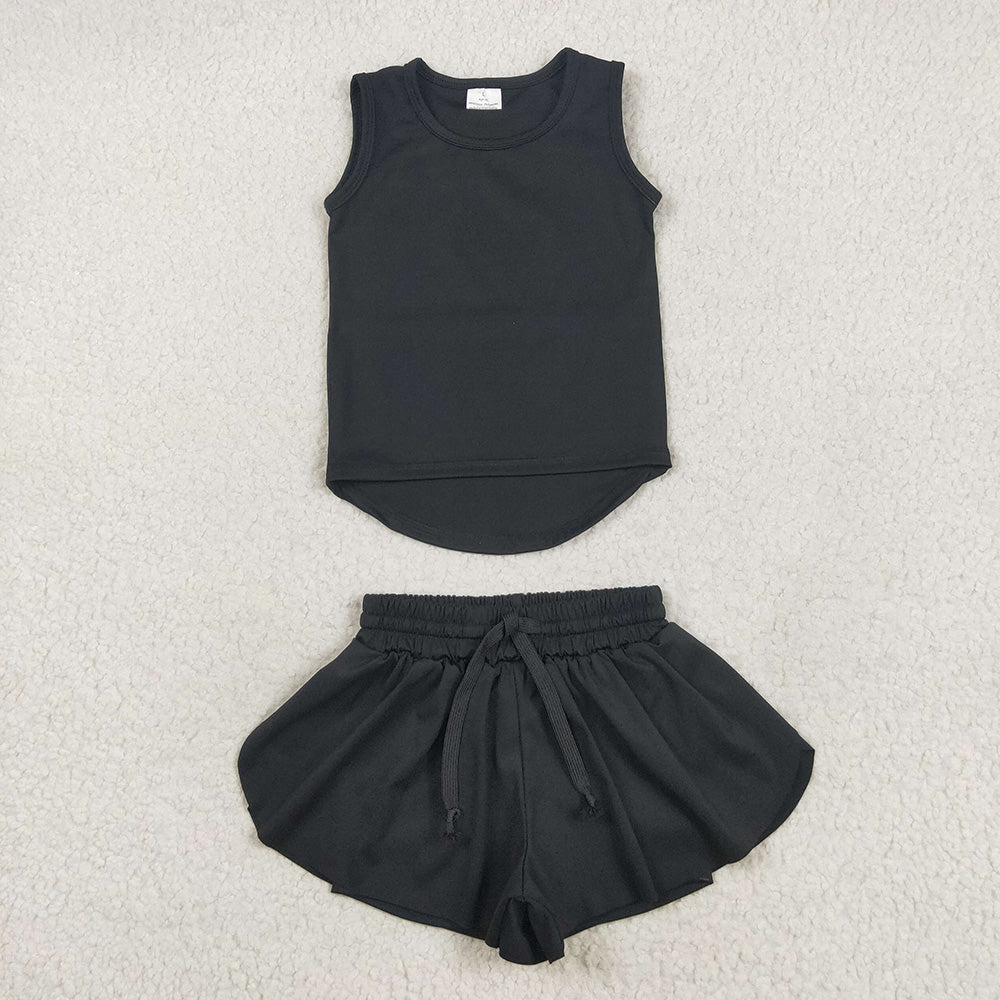 Black Color Girls Yoga Clothes Sisters Matching Wear