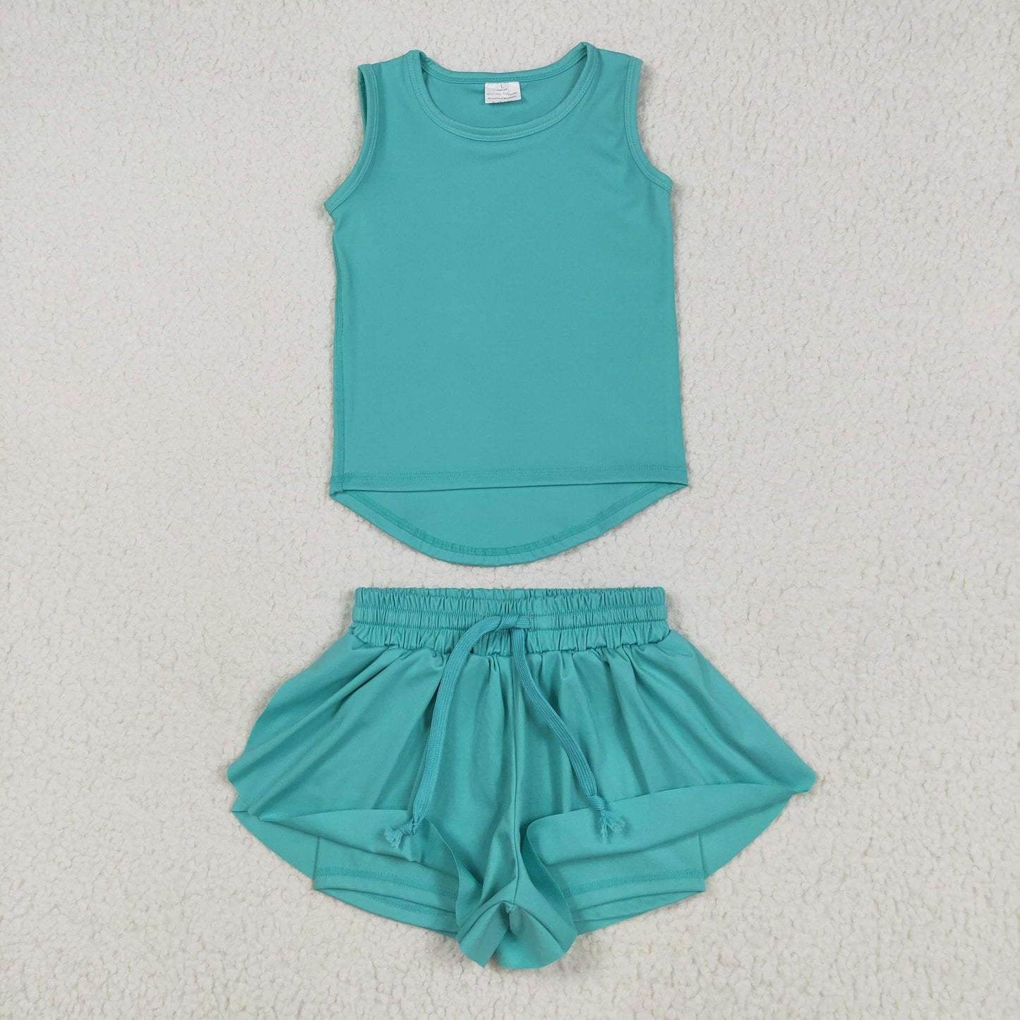 9 Colors Tank Top Shorts Girls Summer Yoga Clothes Set Sisters Wear