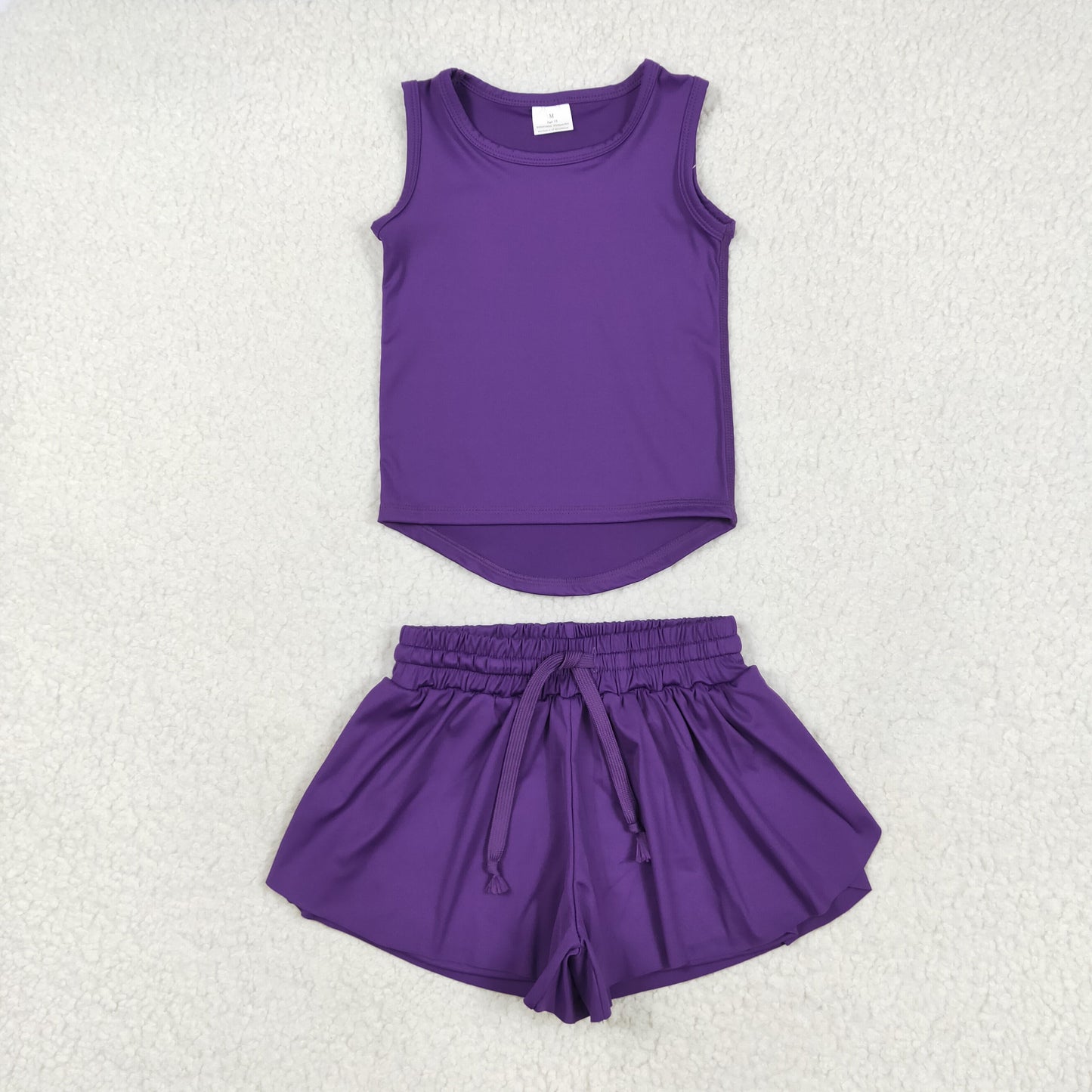 GSSO2573 Purple Tank Top Shorts Girls Summer Yoga Clothes Set