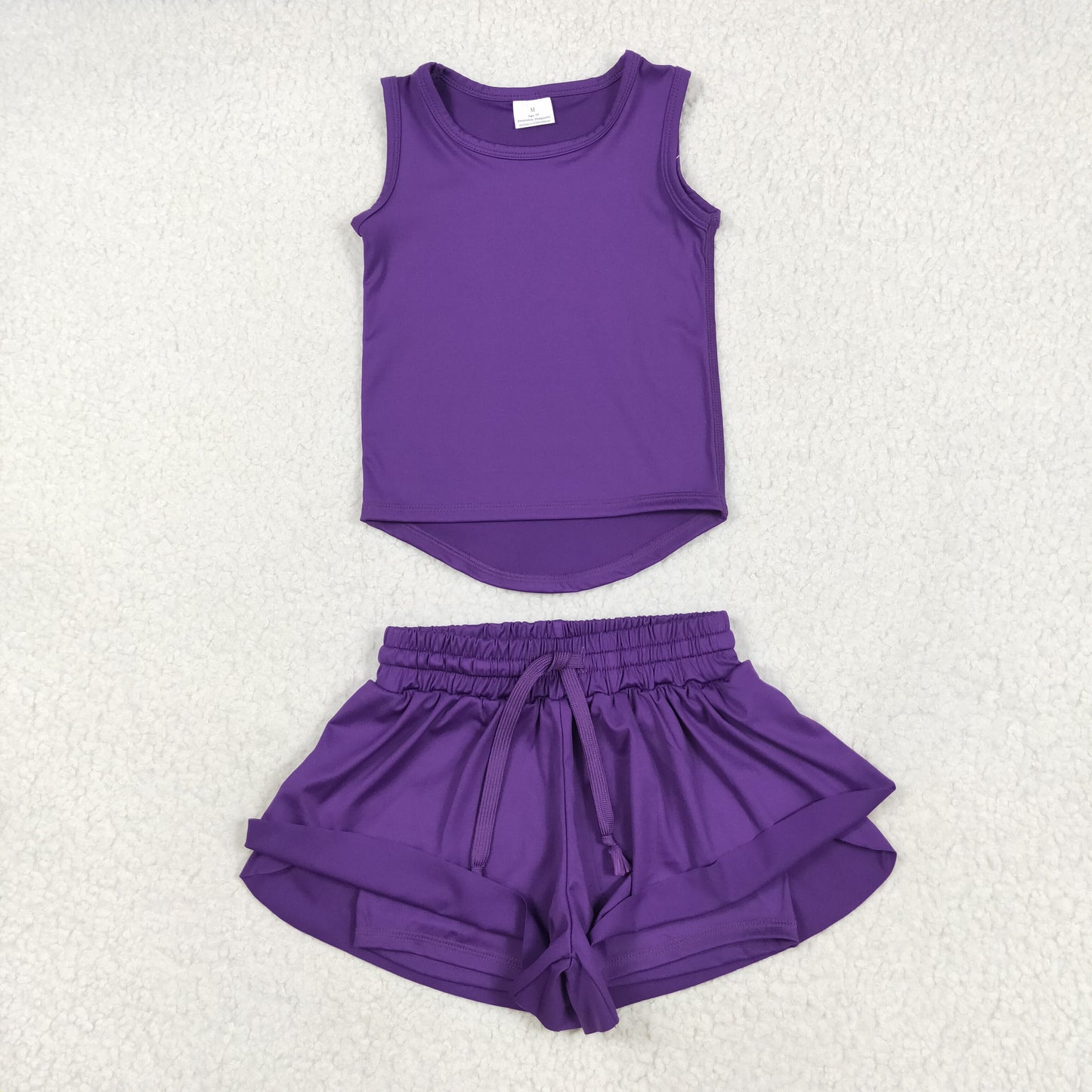 GSSO2573 Purple Tank Top Shorts Girls Summer Yoga Clothes Set