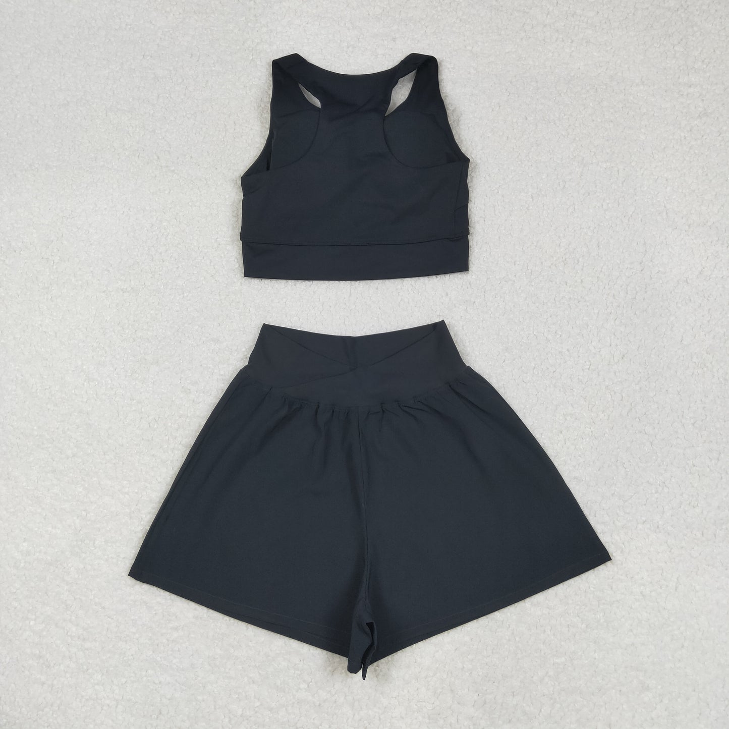 USA-Shop GSSO2648 Adult Black Color Tank Top Shorts Woman Summer Yoga Outfits