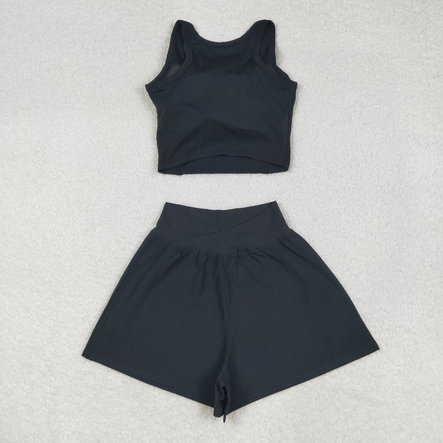 USA-Shop GSSO2649 Adult Black Color Tank Top Shorts Woman Summer Yoga Outfits