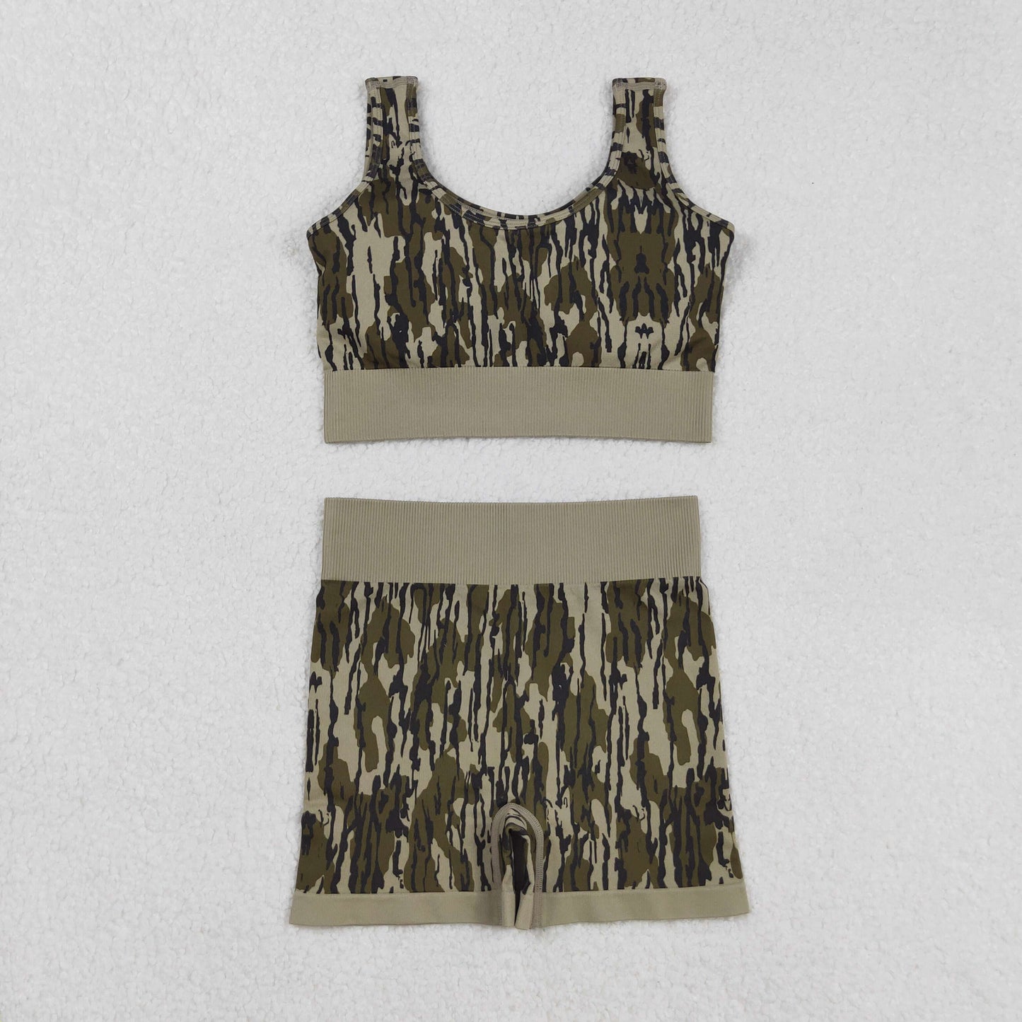 GSSO2701 Adult Camo Crop Bra Top Shorts Woman Summer Yoga Clothes Set