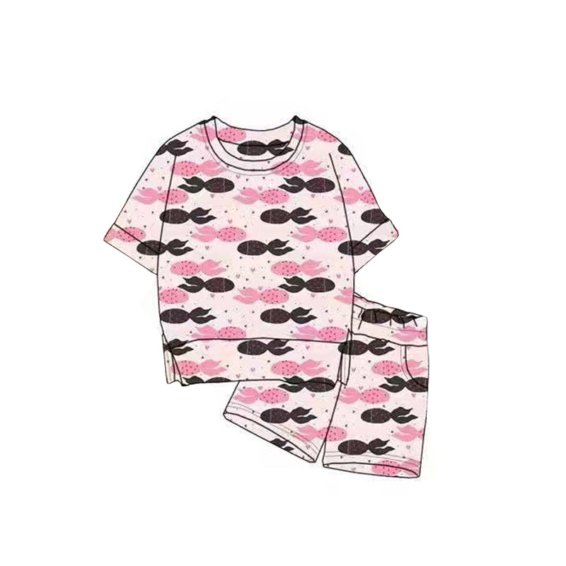 (Pre-order)GSSO2820 Fish Heart Print Girls Valentine's Day Clothes Set