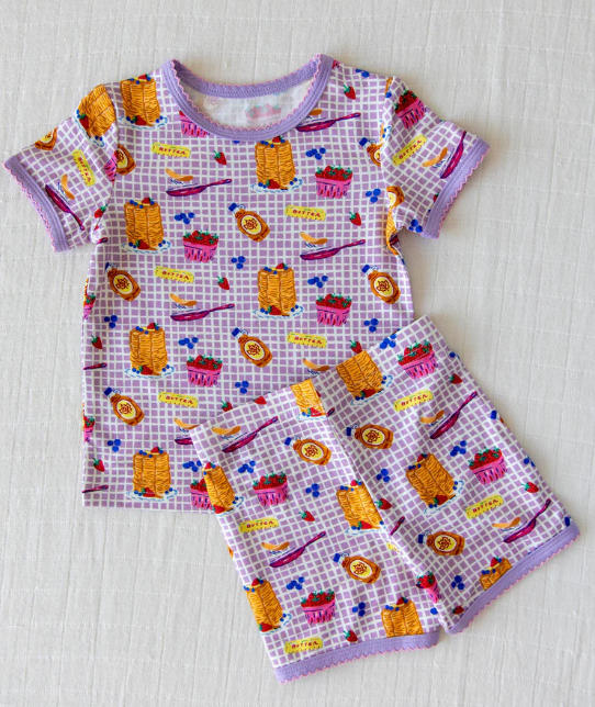 (Pre-order)GSSO3134 Cake Plaid Print Shorts Girls Summer Clothes Set