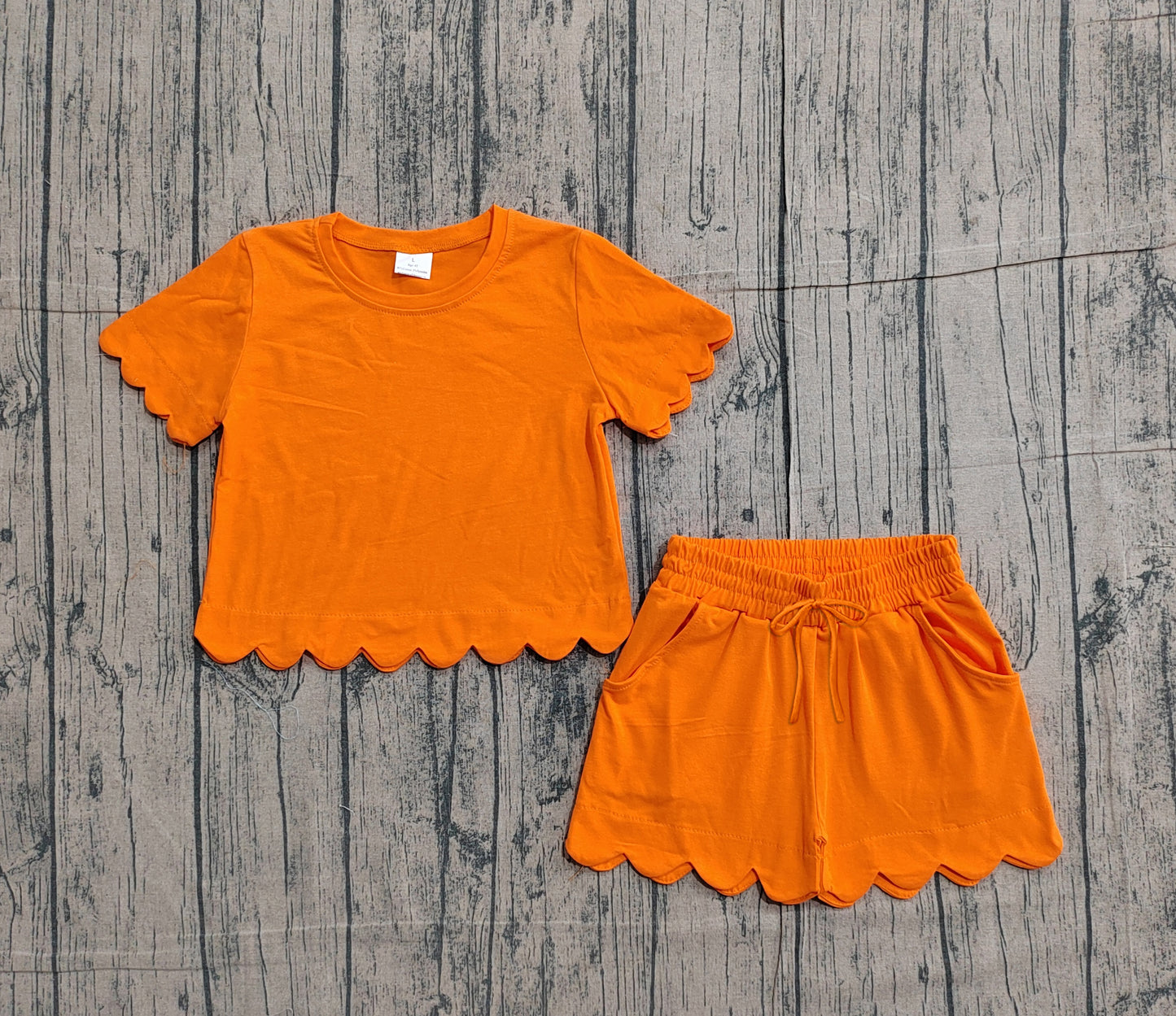 (Pre-order)GSSO3178 Orange Color Girls Summer Clothes Set