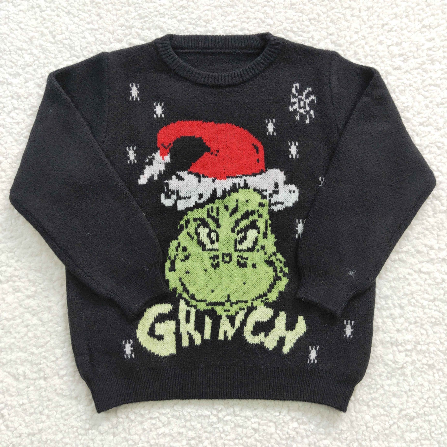 GT0188 Black woolen children Christmas Frog sweater