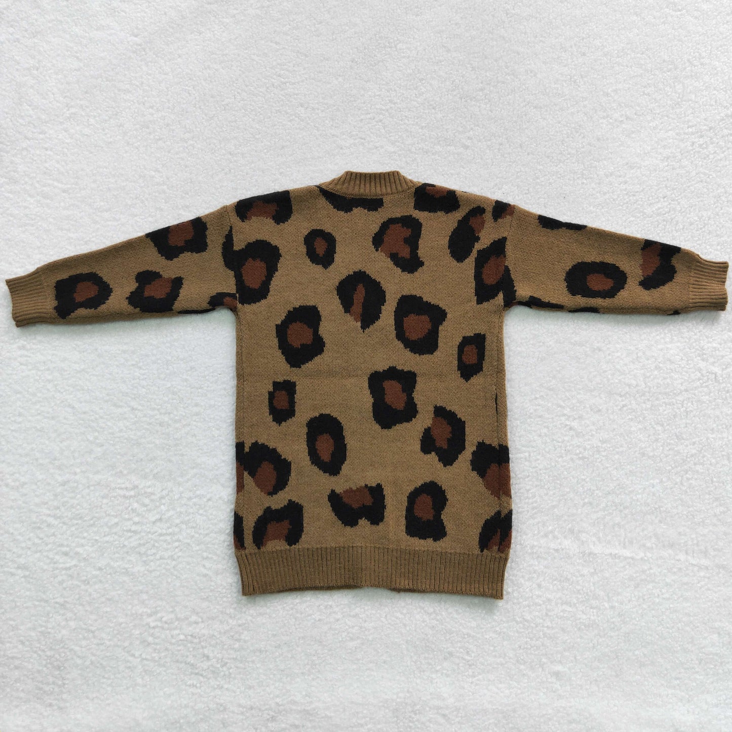 GT0189 Brown leopard print fall cardigan baby girls sweater