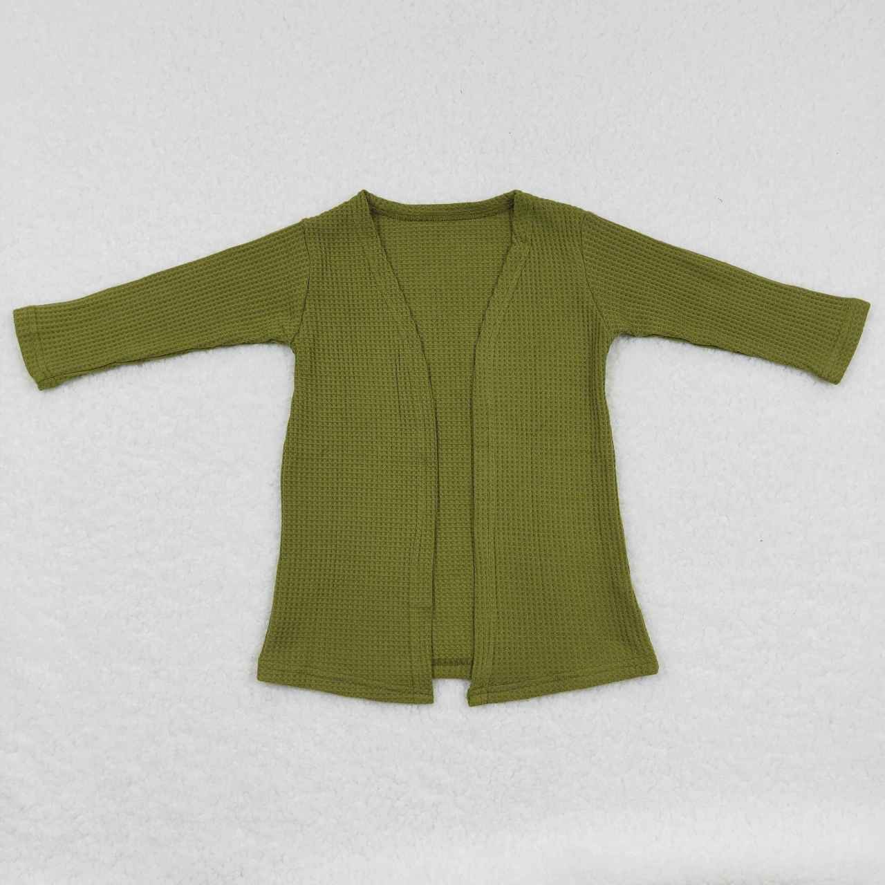 GT0244 Olive green long sleeve girls fall cardigan
