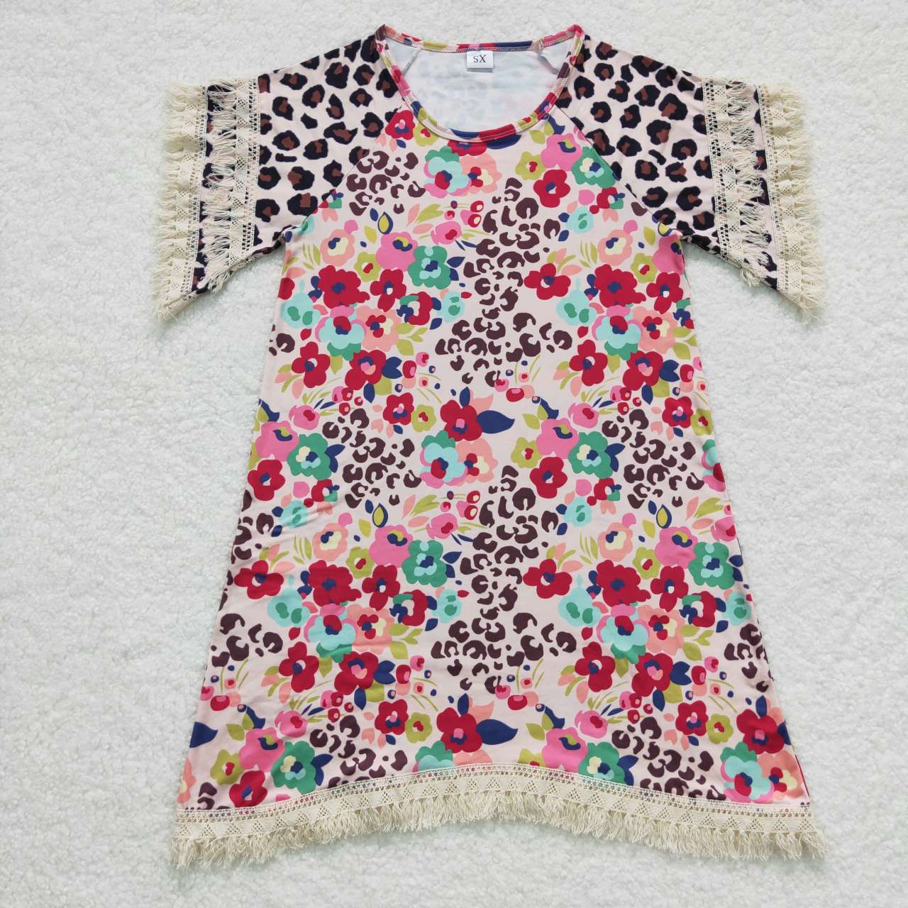 GT0255 Adult leopard and flowers print woman tee shirts top