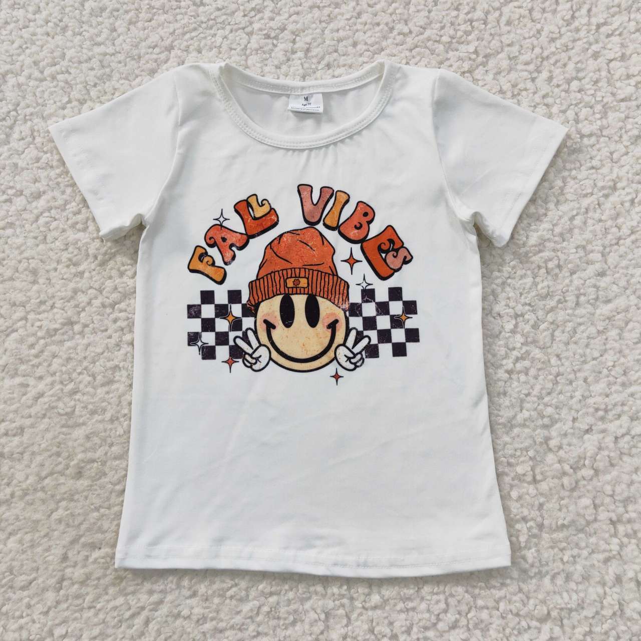 GT0278 Kids smile print fall tee shirts top