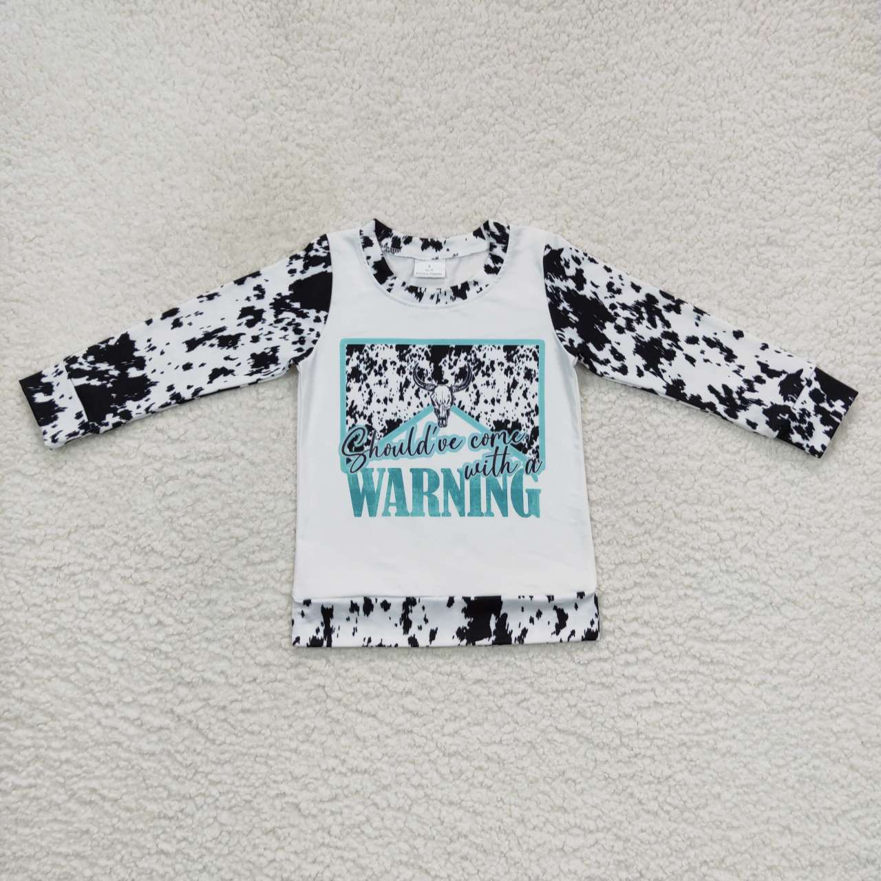 GT0294 Warning print girls western tee shirts top