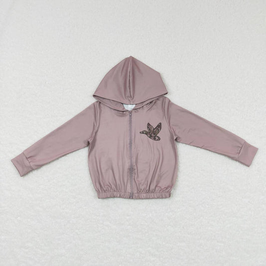 GT0336 Girls Duck Print Hoodie Zipper Jacket