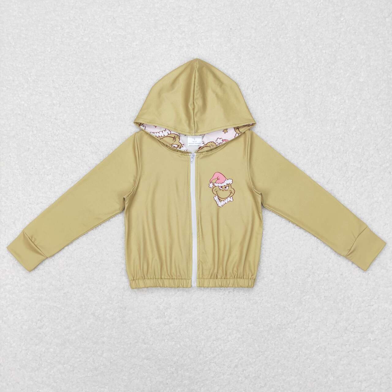 GT0339 Girls Christmas Frog Print Hoodie Zipper Jacket
