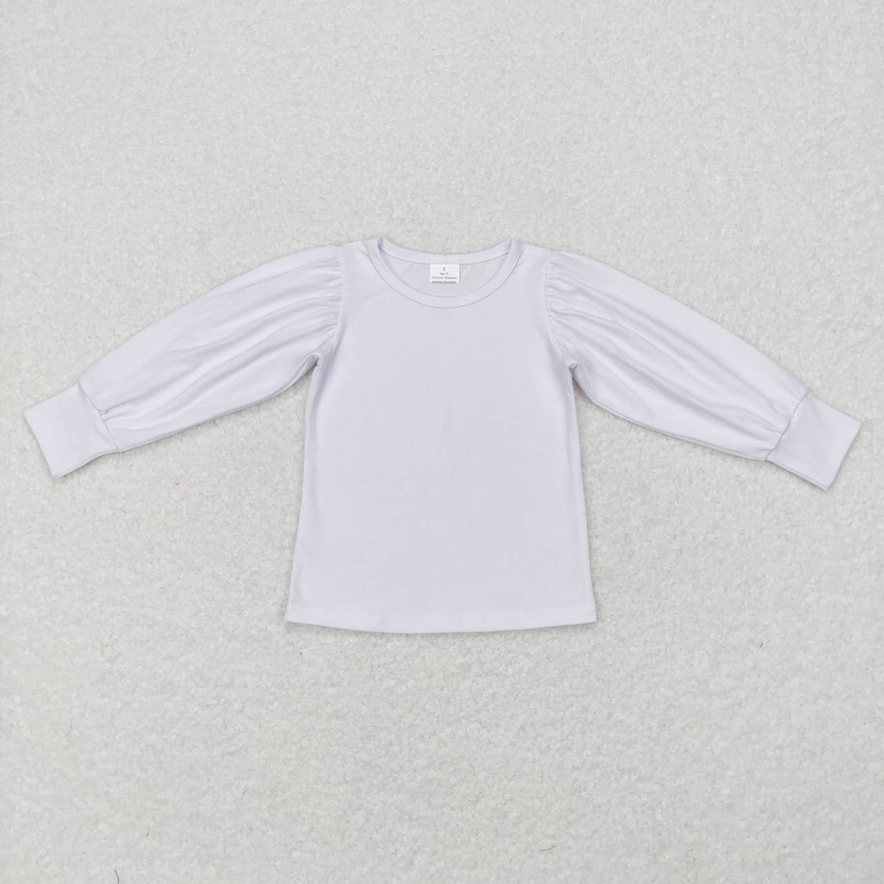 GT0370 White Cotton Long Sleeve Girls Tee Shirts Top