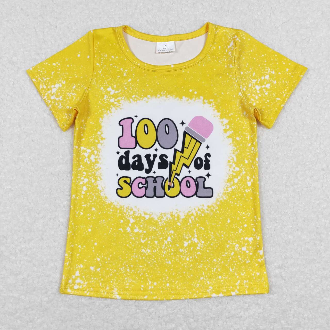 GSPO1256 Pencil 100 Days Of School Yellow Top Black Plaid Bell Pants Girls Clothes Set
