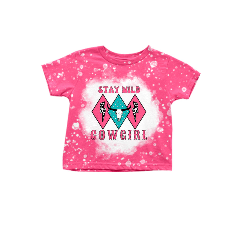 (Pre-order)GT0398 Stay Wild Cowgirl Girls Pink Tee Shirts Top