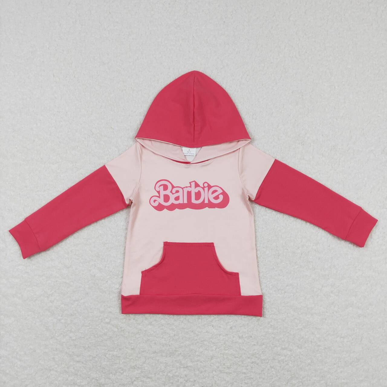 GT0400 Pink BA Print Girls Pocket Hoodie Tee Shirts Top