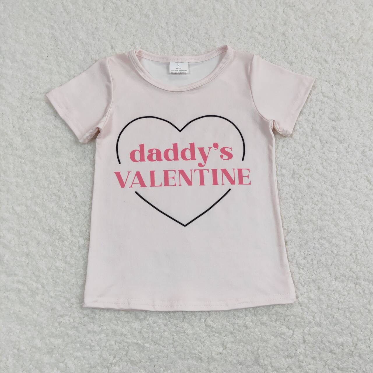 GT0452 Heart Daddy's Valentine Print Girls Tee Shirts Top