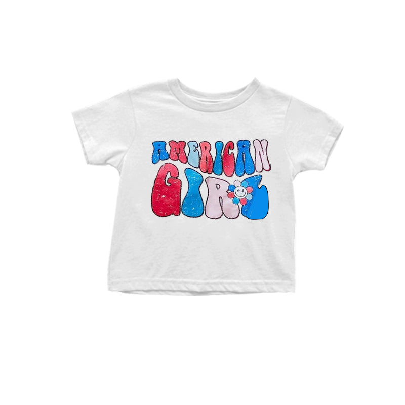 (Pre-order)GT0485 AMERICAN GIRL Print Girls 4th of July Tee Shirts Top