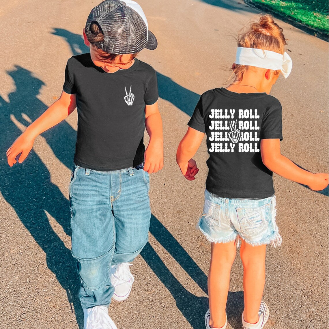 (Pre-order)GT0528 Black Roll Print Girls Summer Tee Shirts Top