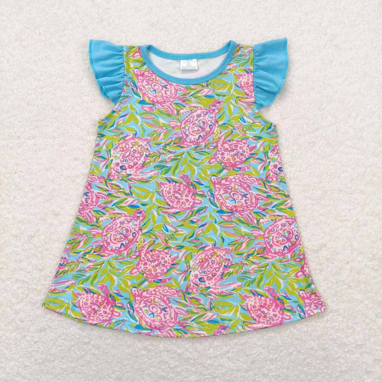 GT0566 Turtle Seaweed Print Girls Summer Tee Shirts Top