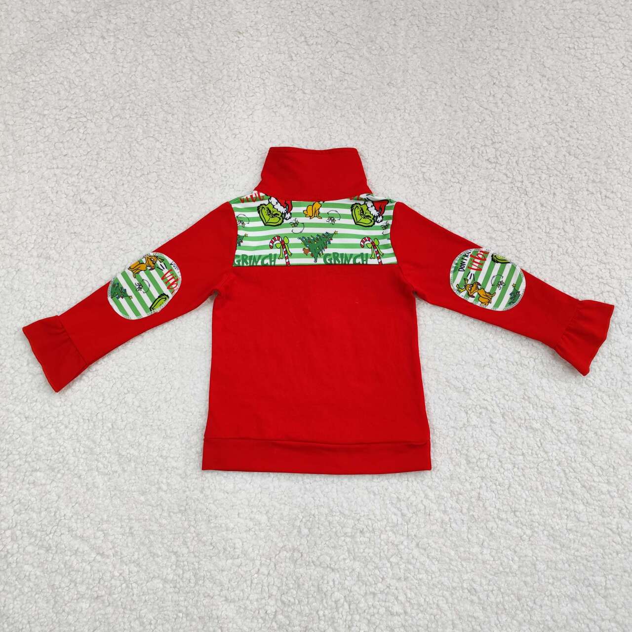 GT0611 Green Frog Vibe Print Girls Christmas Pullover Zipper Tee Shirts Top