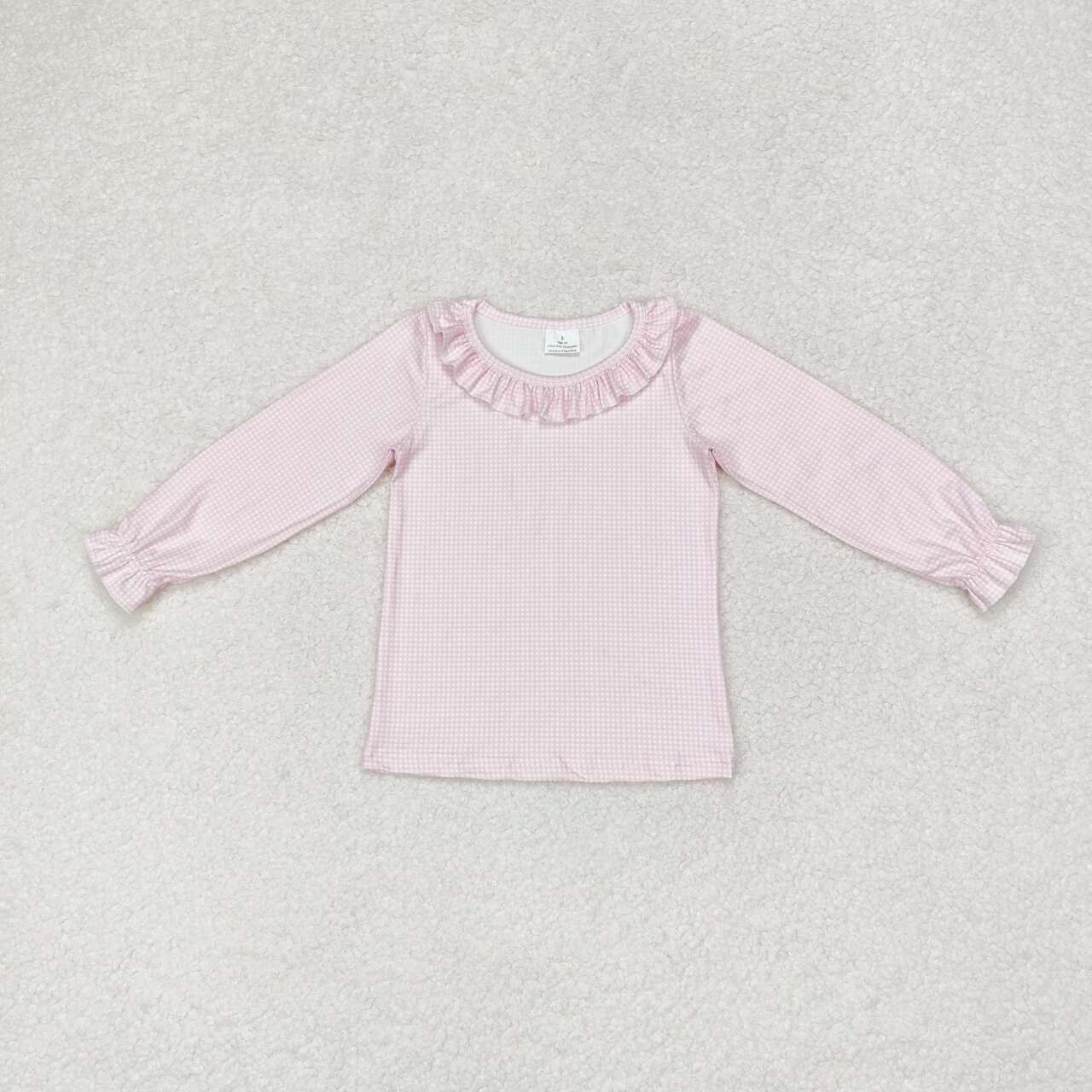 GT0626 Pink Plaid Print Girls Tee Shirts Top