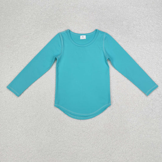 GT0644 Blue Color Girls Fall Yoga Tee Shirts Top