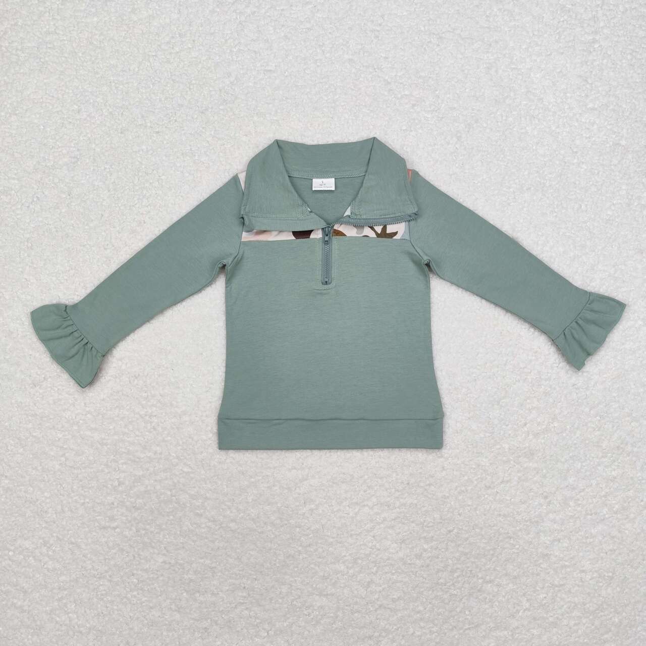 Camo Print Boys Zipper Pullover Top Brothers Wear