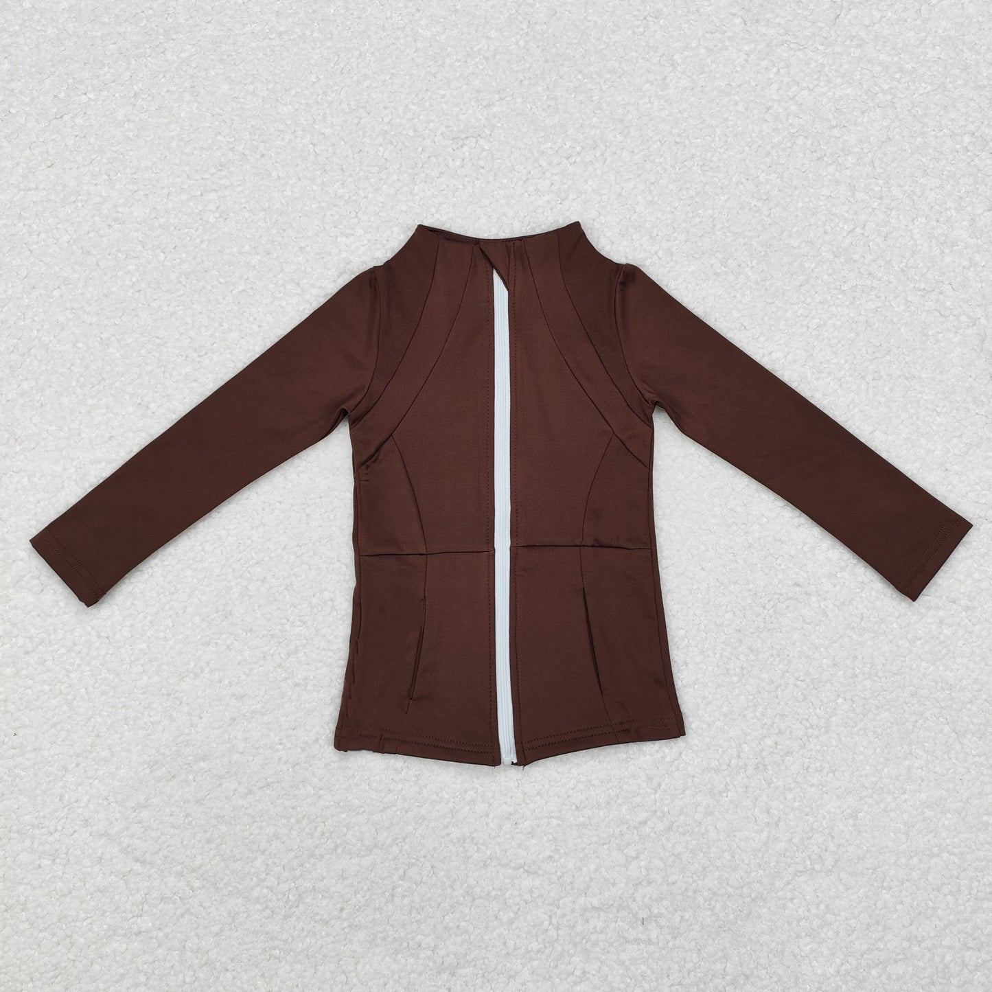 GT0678 Brown Color Girls Yoga Zipper Jackets Top
