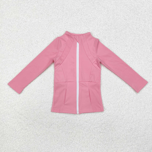 GT0680 Pink Color Girls Yoga Wear Zipper Jackets Top