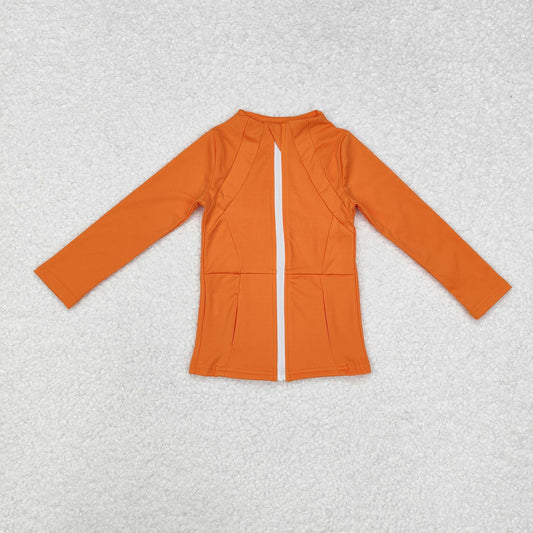 GT0825 Orange Color Girls Yoga Zipper Jackets Top