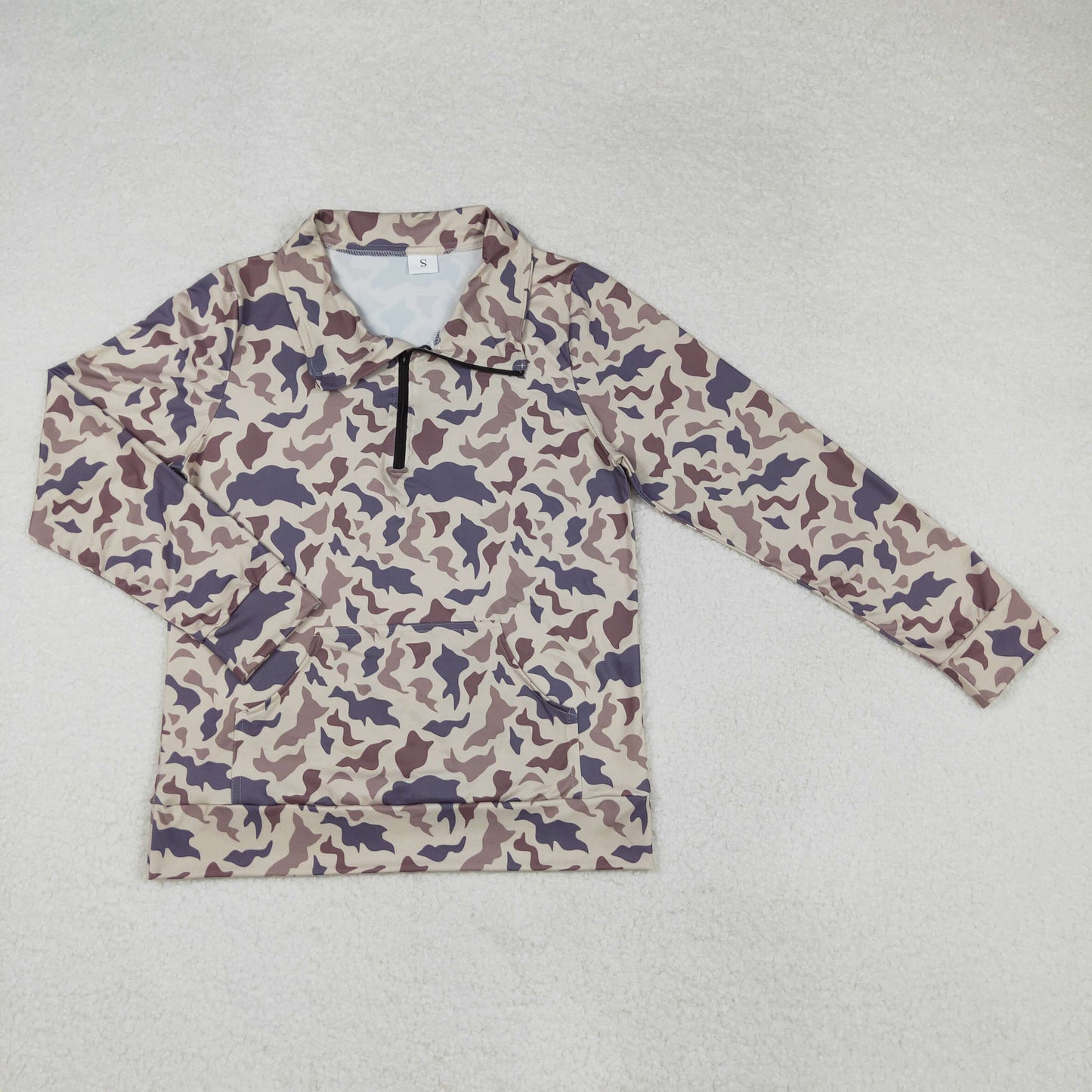 8 Colors Adult Camo Print Woman Fall Zipper Pullover Top