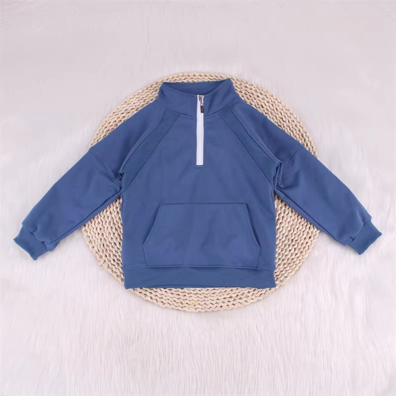 (Pre-order)GT0841 Blue Color Girls Yoga Zipper Pullover Top