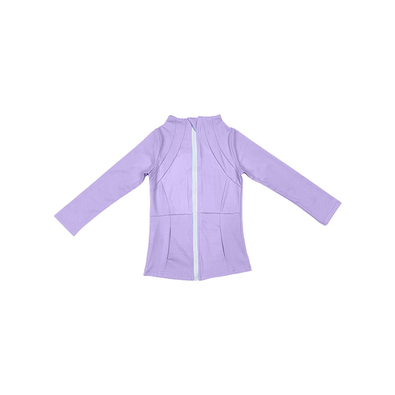 (Pre-order)GT0910 Purple Color Girls Yoga Wear Zipper Jackets Top