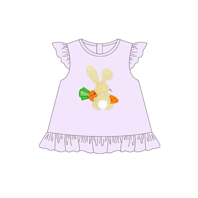 (Pre-order)GT0947 Bunny Carrot Print Girls Easter Short Sleeve Tee Shirts Top