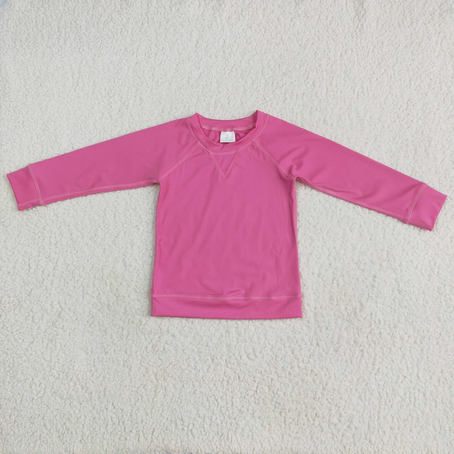 GT0968 Hot Pink Color Girls Long Sleeve Yoga Tee Shirts Top