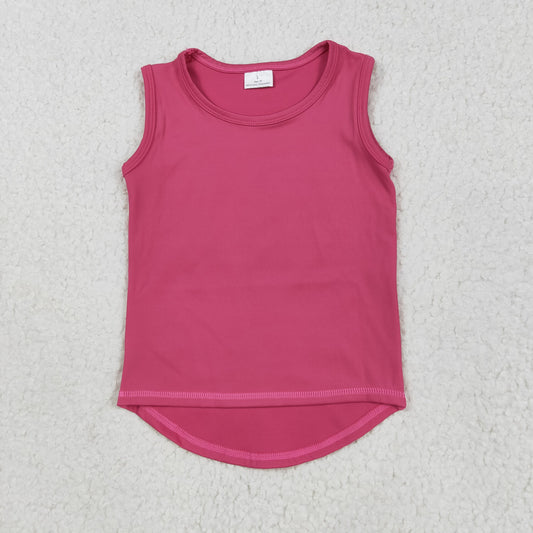 GT0982 Hot Pink Tank Girls Summer Yoga Tee Shirts Top