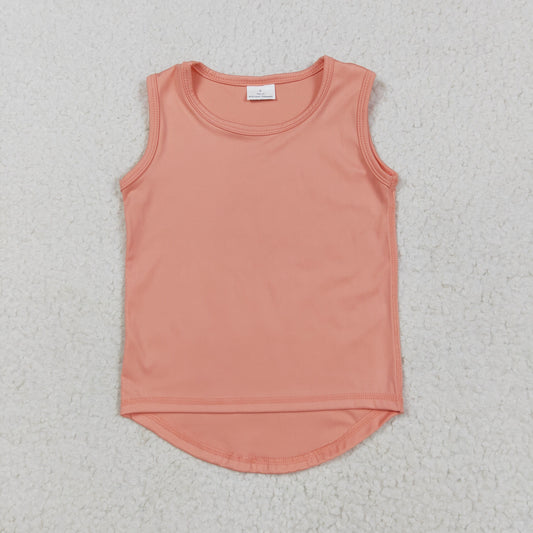 GT0984 Peach Tank Girls Summer Yoga Tee Shirts Top