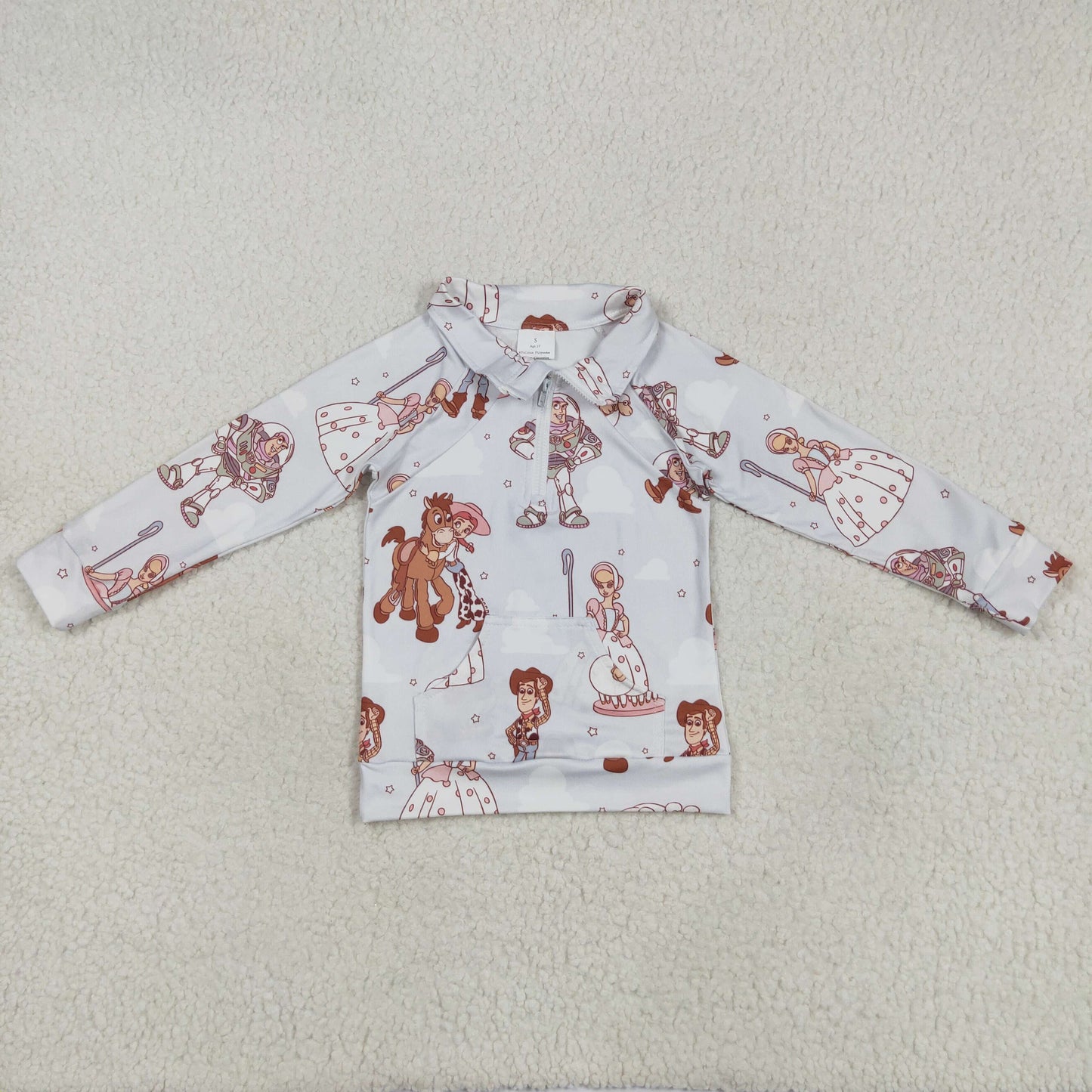 GT0989 Cartoon Toys Kids Zipper Pullover Tee Shirts Top