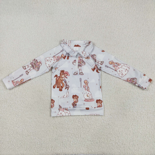 GT0989 Cartoon Toys Kids Zipper Pullover Tee Shirts Top