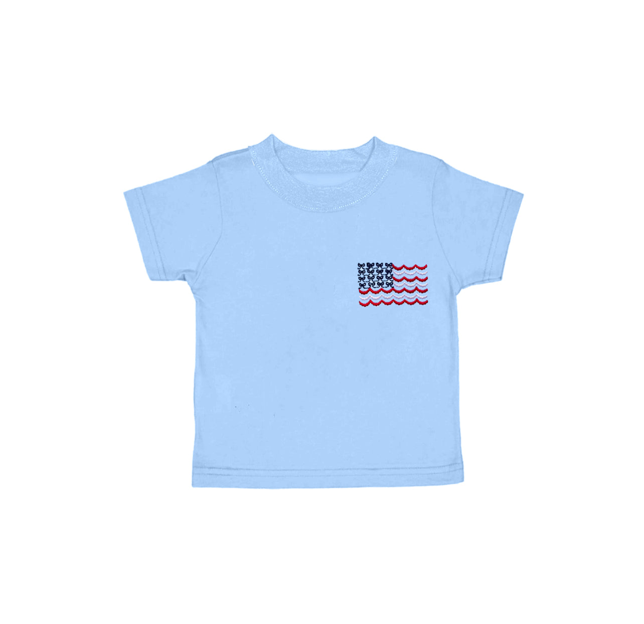(Pre-order)GT1016 Flag Blue Print Kids 4th of July Tee Shirts Top