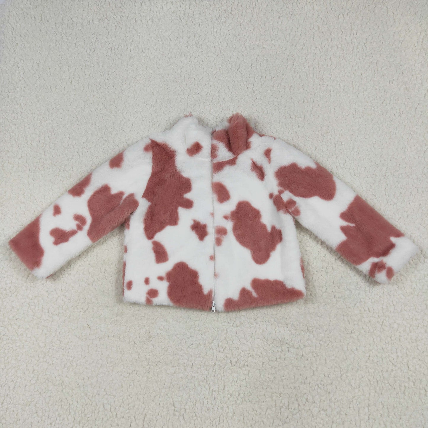 USA-Shop GT1027 Cowhide Print Zip Winter Thick Pullover Girls Sherpa Top