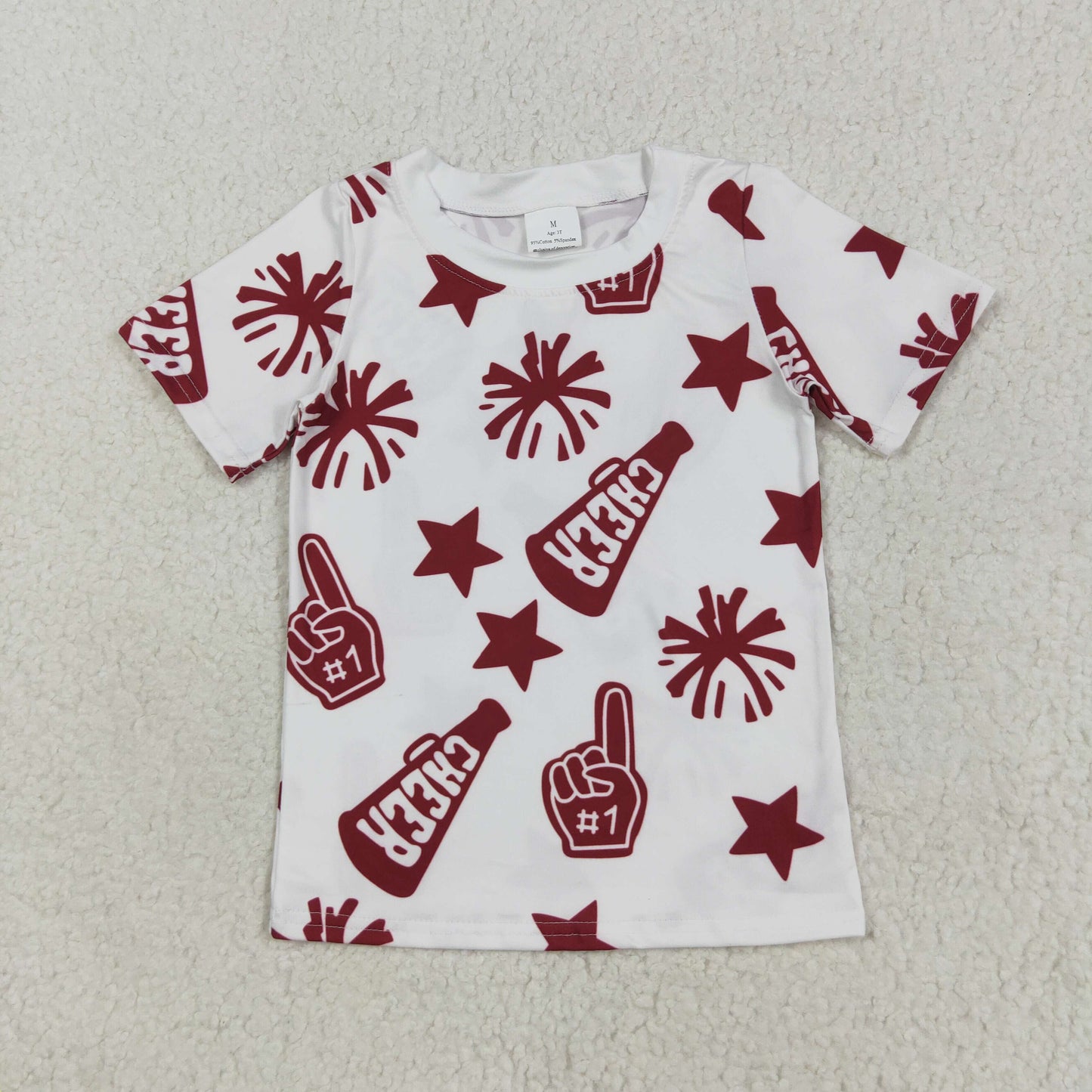 GT1093 Wine Cheer Print Kids Summer Tee Shirts Top
