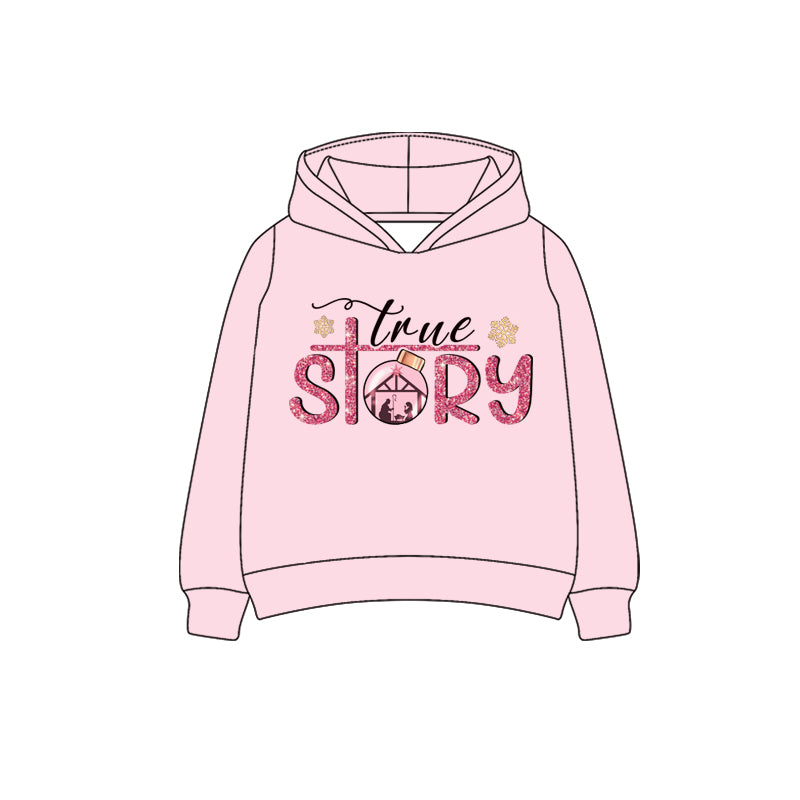 (Pre-order)GT1098 True Story Nativity Girls Christmas Hoodie Top
