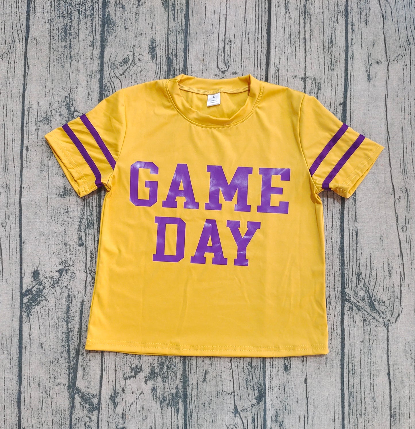 (Pre-order)GT1100 Game Day Yellow Print Girls Summer Tee Shirts Top