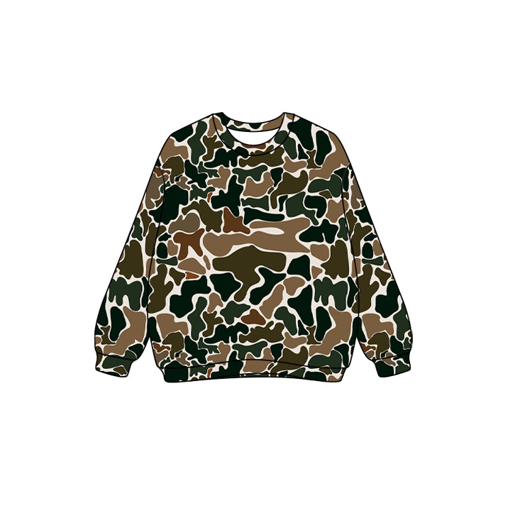 (Pre-order)GT1122 Adult Brown Camo Print Woman Long Sleeve Tee Shirts Top
