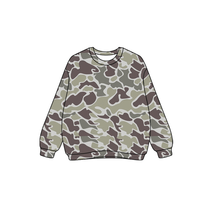 (Pre-order)GT1124 Adult Brown Camo Print Woman Long Sleeve Tee Shirts Top