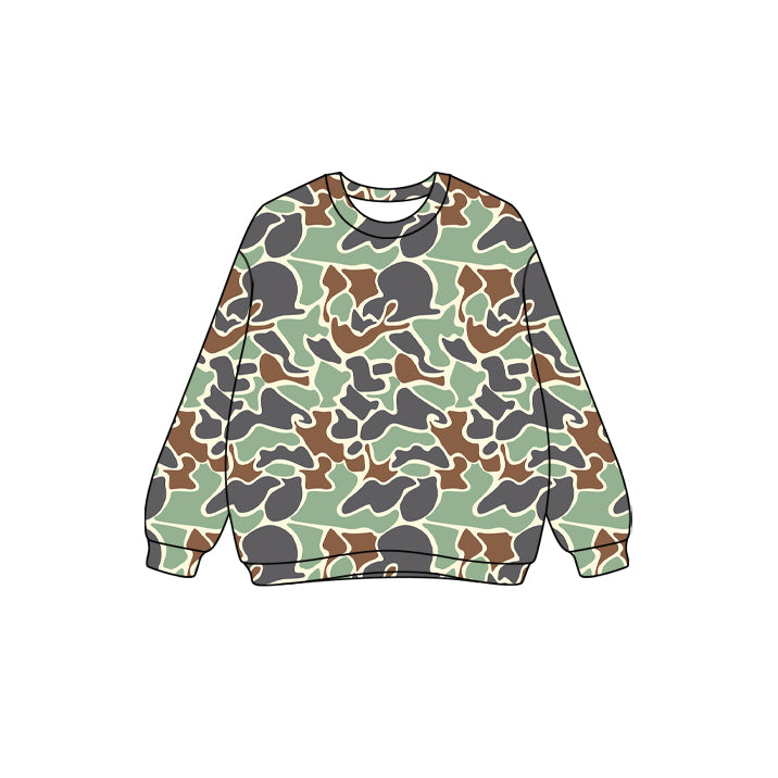 (Pre-order)GT1125 Adult Green Camo Print Woman Long Sleeve Tee Shirts Top